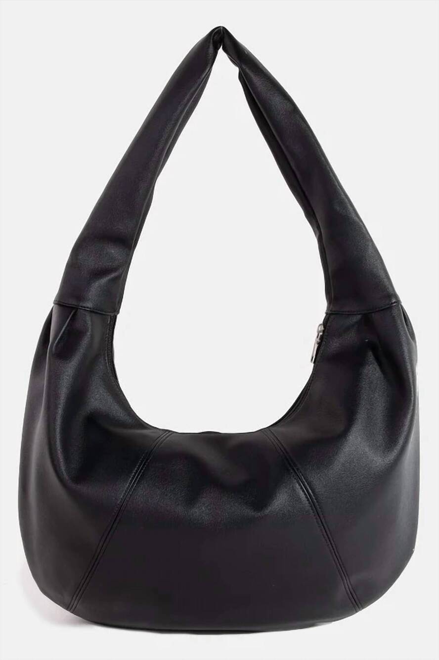 NEW FAME ACCESSORIES women's brooke panel stitch faux leather crescent boho shou